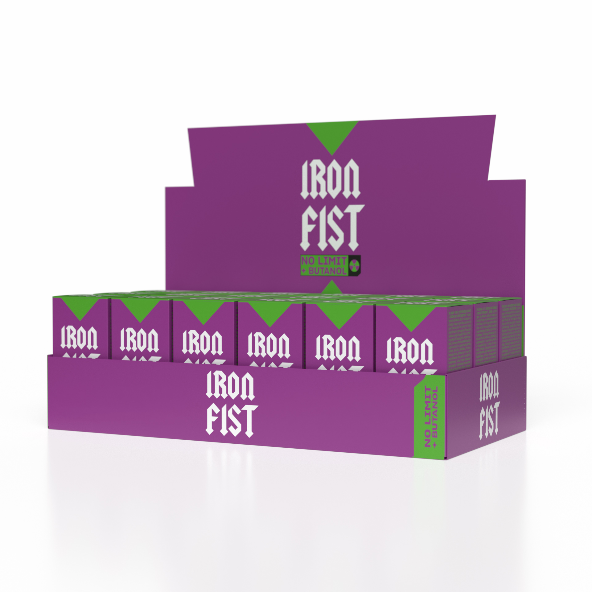 Expositor Iron Fist No Limit Butanol — bandeja 18 unidades