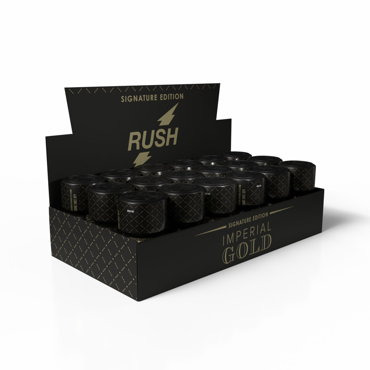 Expositor Rush Imperial Gold — bandeja 18 unidades